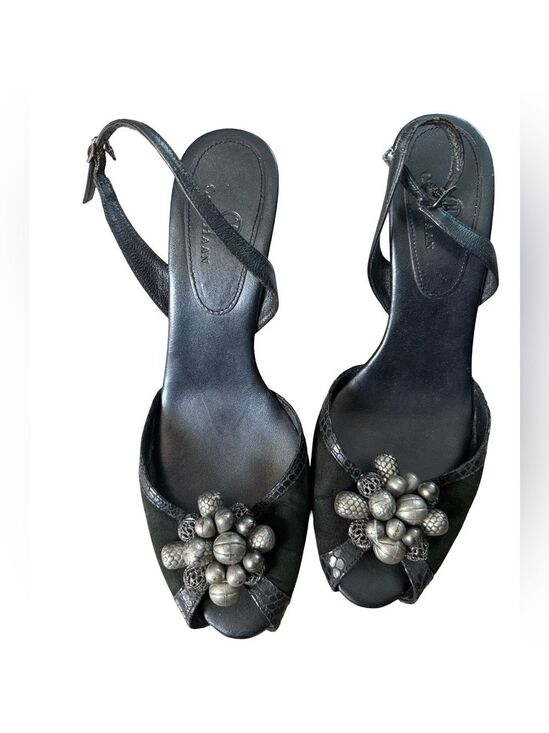 Cole Haan Shoes - COLE HAAN Black Women's Camdyn Mixed Media Ornate Peep Toe Pumps Sz 9.5 $89